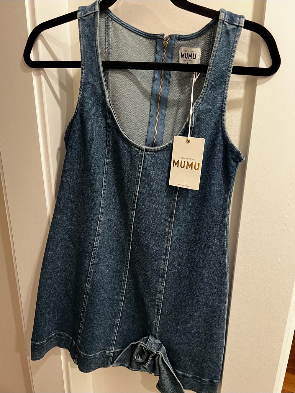 Show Me Your MuMu Bridgeport Bow Dress Denim - Picture 2 of 3